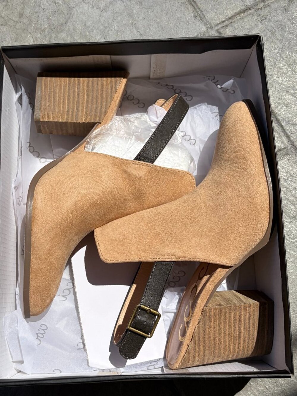 CCOCCI Joel Toffee Faux Suede Pointed Toe Slingback Booties Size 8
